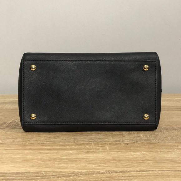 Michael Kors Sandrine Small Black Leather Satchel Crossbody Handbag - Picture 5 of 12